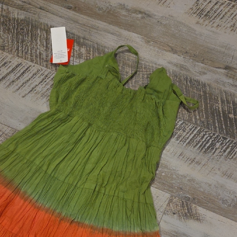 Green and Orange Tiered Maxi Sundress - Picture 12 of 13